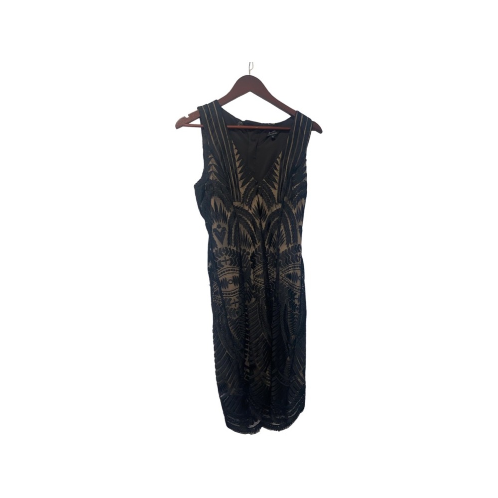 Woman’s Tan and Black Lace Dress Short